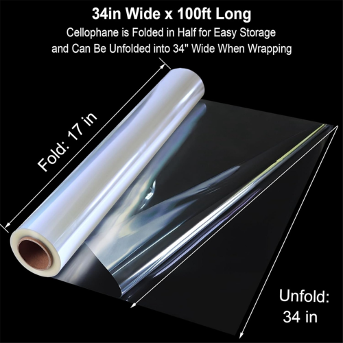 100Ft Clear Cellophane Wrap Wide Clear Wrapping Paper 2