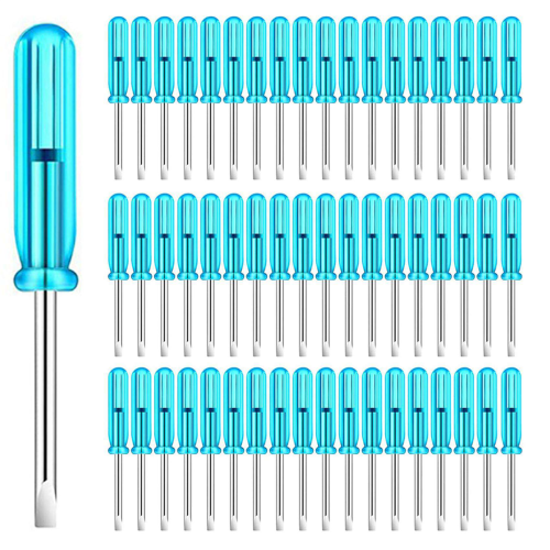 100 PCS Mini Slotted Screwdriver, 2.0mm Flat Head 45mm Length