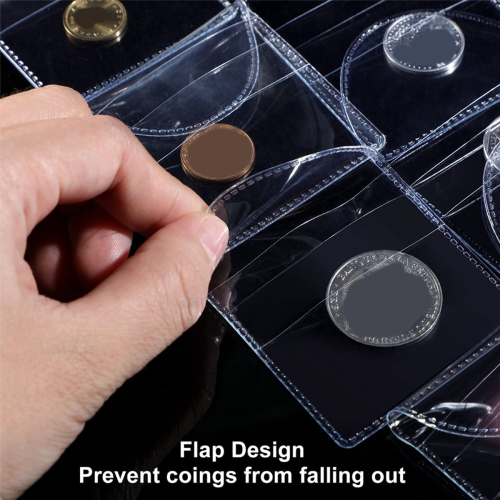 100Pcs Single Pocket Coin Flip,2Inch Individual Clear Plastic Sleeves 2
