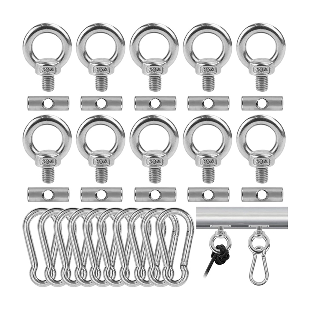 10Pcs Awning Rail Stoppers 6Mm With 10 Carabiners, Rv Awning Hooks 4712314151922