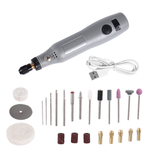 10W Hobby Craft Mini Drill Grinder Rotary Tool Set Modeling - Grey