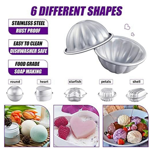 12 Pcs 6 Shapes Bath-Bomb Making for Crafts DIY for Handmade Soaps 1