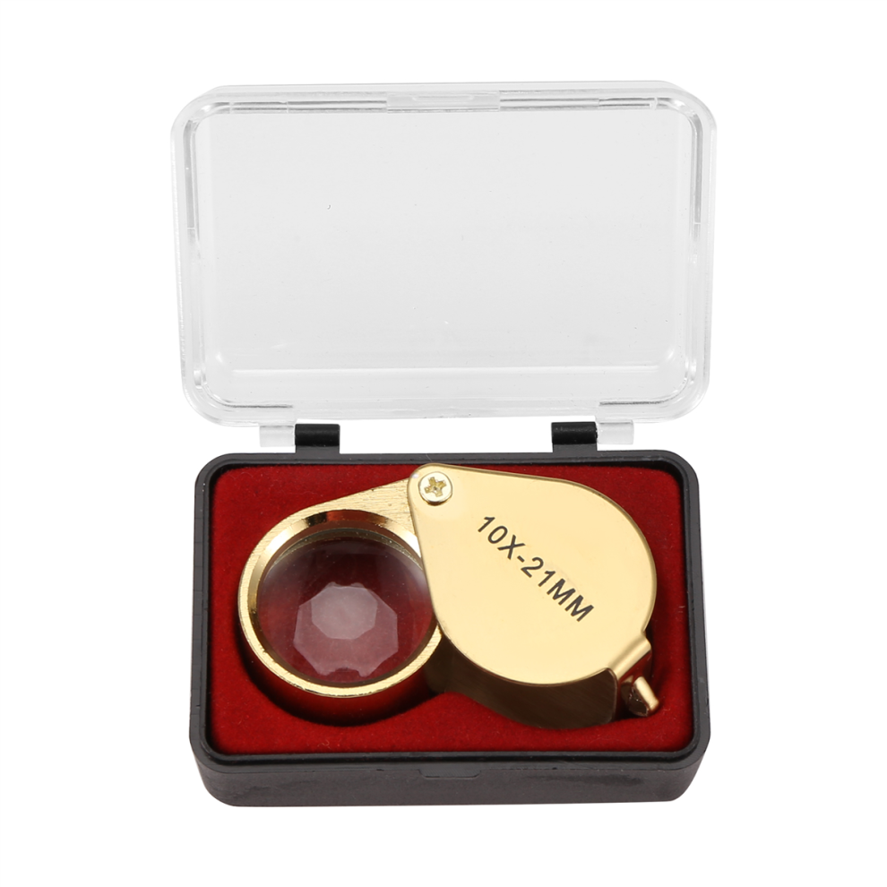 10X Glass Jewellers Eye Foldable Jewelry Loop Loupe(Golden) Golden