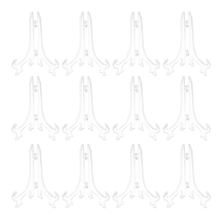 12 peças/conjunto de cavaletes de plástico transparente, moldura de prato, suporte de pedestal para álbum de fotos