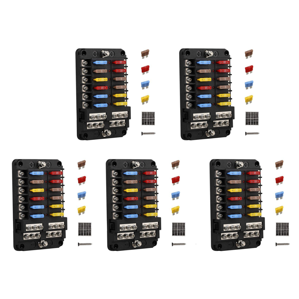 12V 12 Way Marine Fuse Block Fuse Panel With Ground &12 Volt Fuse Box 4712314164557