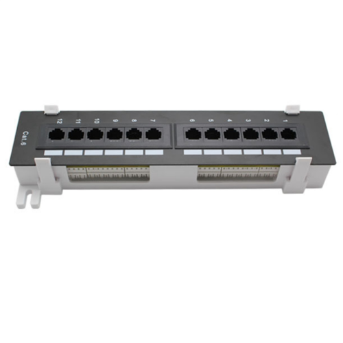 12 Port CAT6 Patch Panel RJ45 Networking Wall Mount Rack