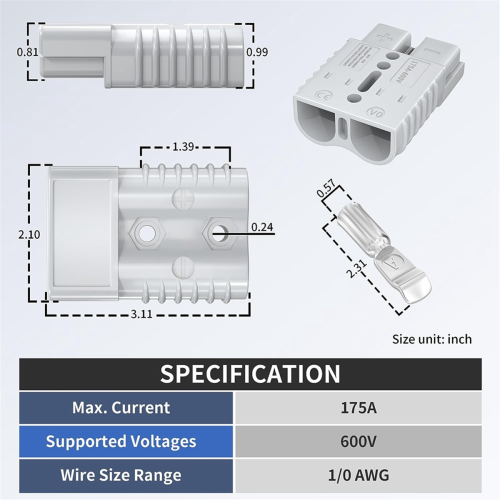 Conector de conexão/desconexão rápida de bateria de 175 amperes 2