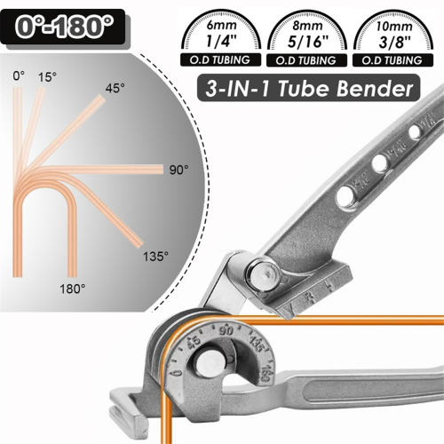 Dobrador de tubos 180 3 em 1 Ferramenta manual para dobrar tubos em polegadas 2