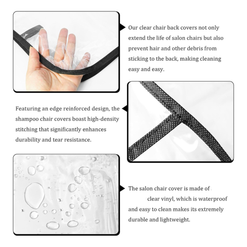 Kit com 2 capas protetoras para cadeiras de salão, capas transparentes quadradas 2