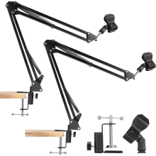 Suporte de mesa para microfone com braço de lança de 2 peças e braçadeira de montagem com parafuso de 3/8 pol.
