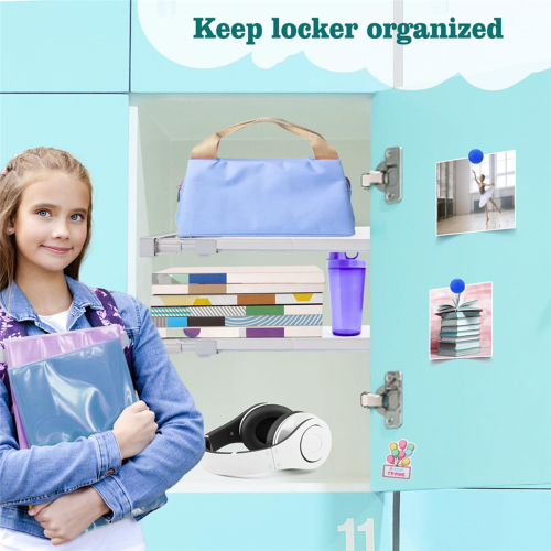 2 Pcs School Locker Shelf Organizer - Adjustable Locker Divider Mate 2