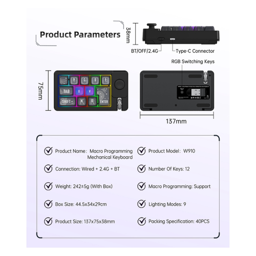 2.4G Wired Hot-Swap Macro Definition Mechanical Gaming Keyboard B 2