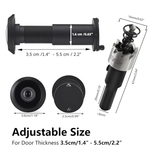 220-degree Solid Peep Holes for Door With 16mm Drill Bit 2