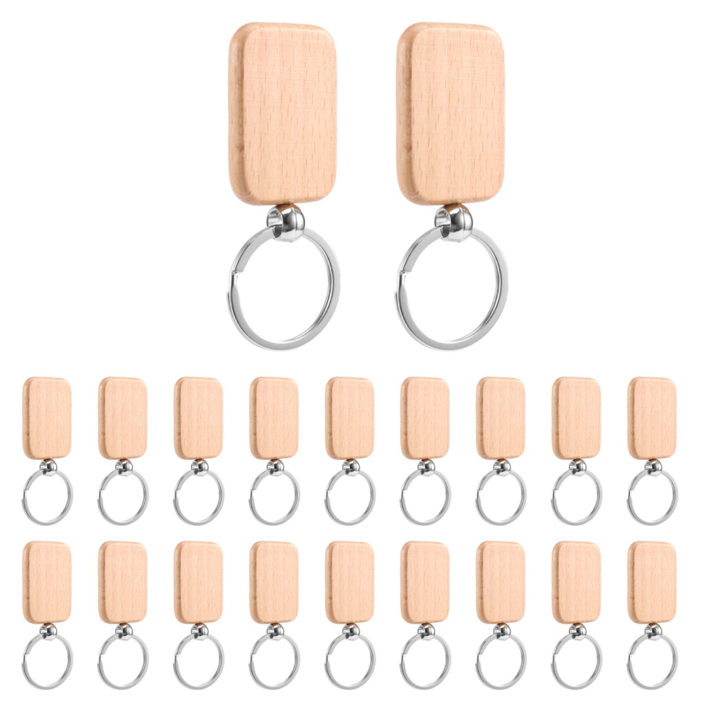 20 stuks blanke houten sleutelhangers - DIY houten sleutelhangers - anti-verlies