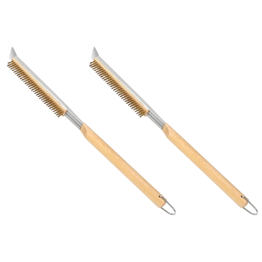 21Inch Pizza Oven Brush with Scrapers, for BBQ Grill Cleaning