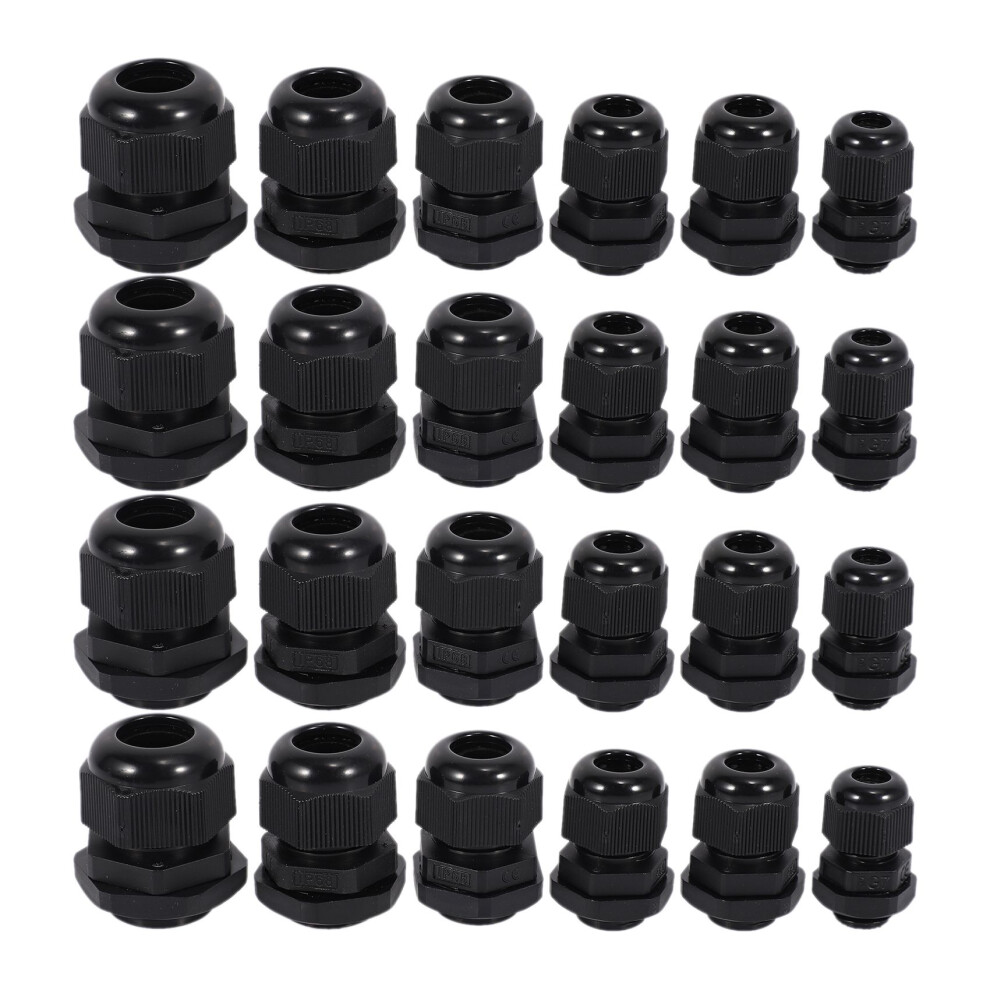 24 Pcs Plastic Waterproof Adjustable 3.5 - 13Mm Cable Gland Joints 4712314196497