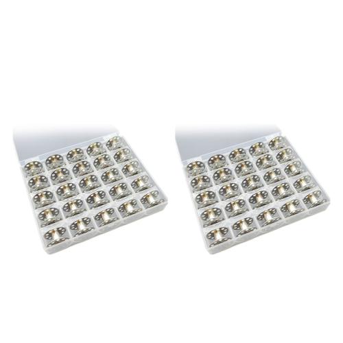 25 Pcs Metal Bobbins for Sewing Machine with Storage Box
