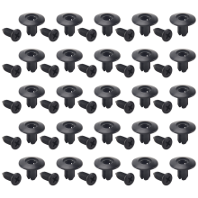 25 peças de rebites de plástico para porta de para-choque com furo de 8 mm, preto