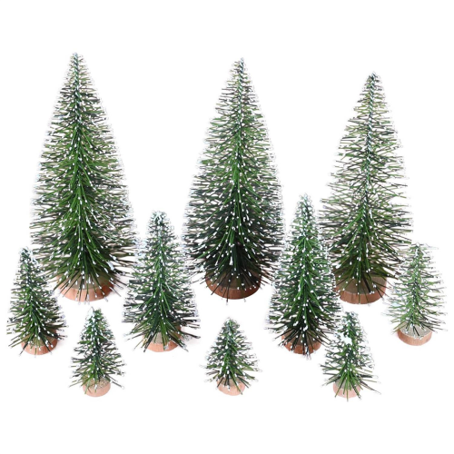 25PCS Miniature Artificial Christmas Trees 5 Sizes,with Wooden Base 1