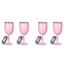 2PCS Insulated Pink Wine Glasses Travel Wine Cup with Lid for Adult
