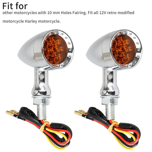2 peças universal âmbar cromado luz de seta LED para motocicleta 2