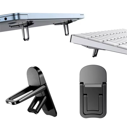 2er Pack Tragbarer Laptop-Ständer, Computer-Erhöhung, selbstklebend, Silber 2