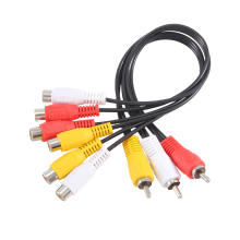 3 Male Jack to 6 Female Audio Video AV Adapter Cable