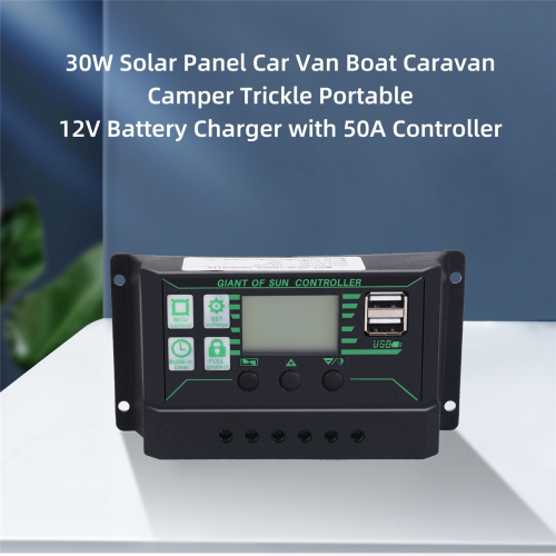 30W Solar Panel Car Trickle 12V Battery Charger with 100A Controller 1
