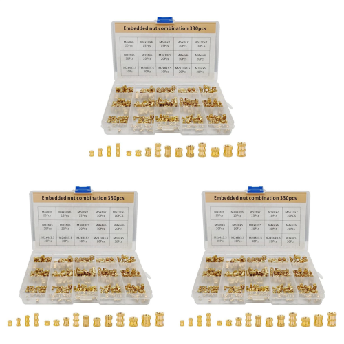 330 Pcs Brass Threaded Insert Nuts M2 M3 M5 for 3D Printing Part