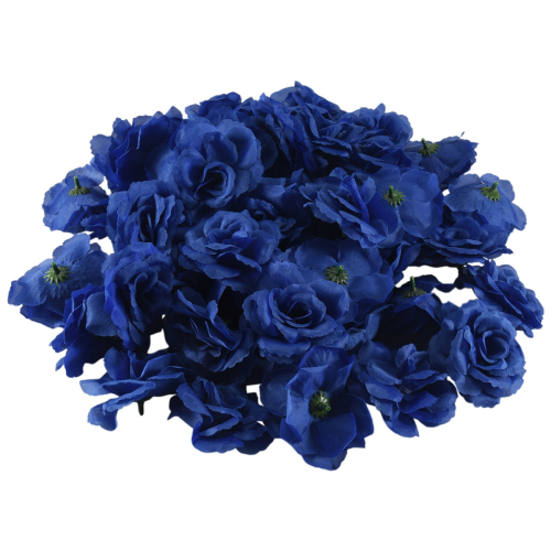 Silk Rose Flower Heads,50Pcs for Hat(Dark Blue) 2