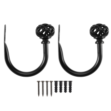 1 par de ganchos de cortina de metal - suporte para cortina (preto)