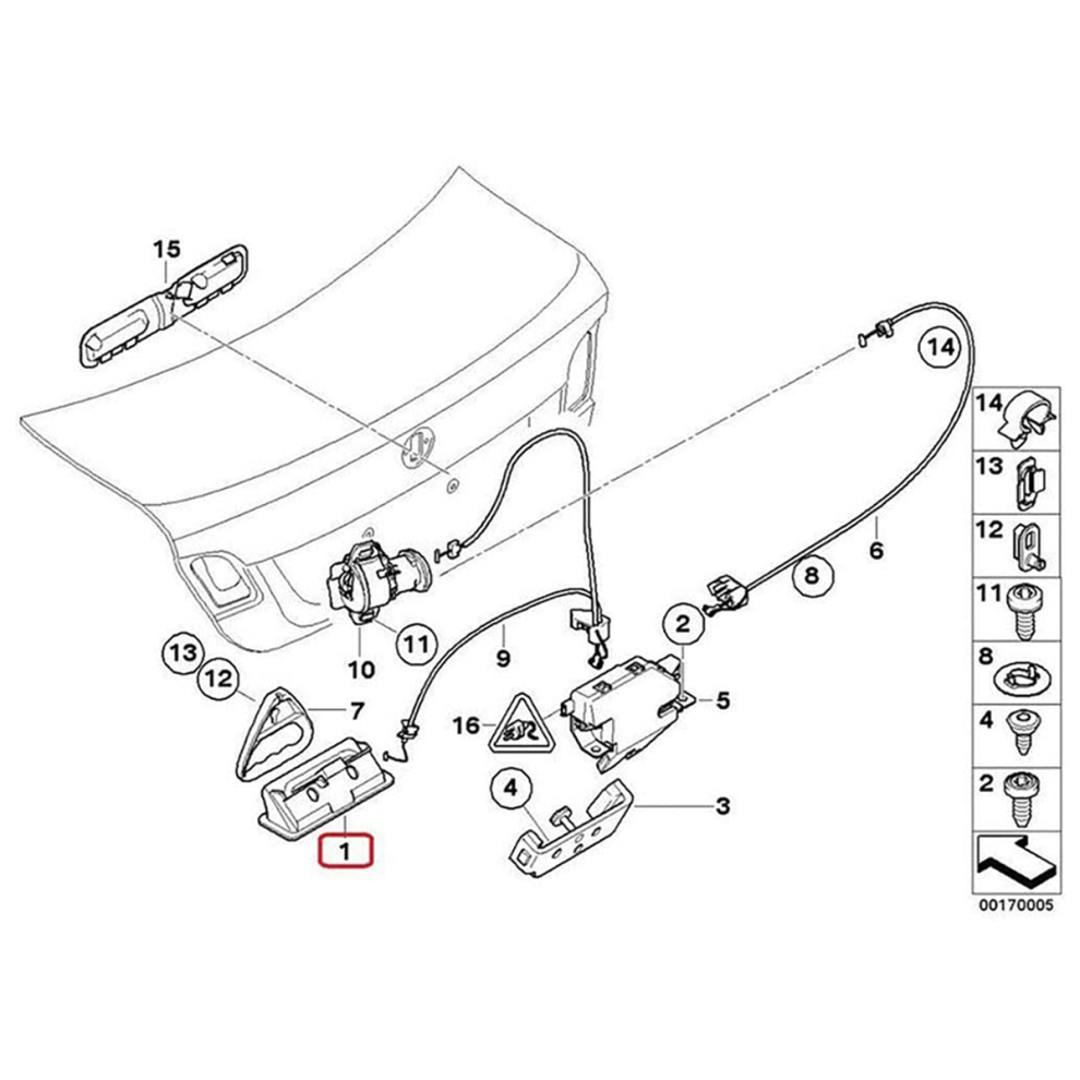 Trunk Lid Lock Handle Switch For- E60 E90 E91 E92 E92 E93 4712509935917