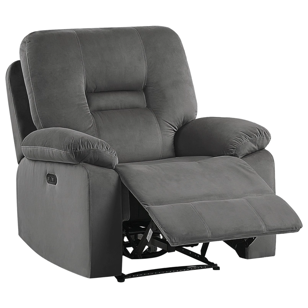Electric Recliner Chair BERGEN LED Velvet Dark Grey