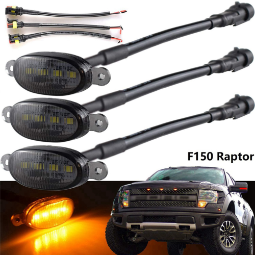 Front Grill Lights Smoked Lens Yellow LED Parking/Running 1