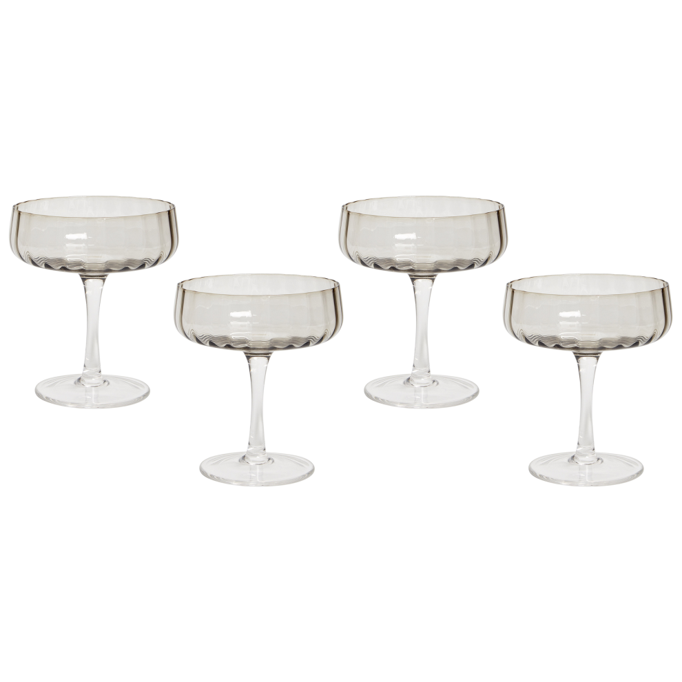 Set of 4 Champagne Saucers QUARTZ 170 ml Grey
