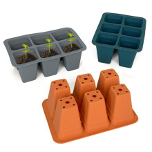6 cell seed starter tray 3pcs silicone seed starter tray, antidrop and reusable 6cell starter tray easy for indoor and outdoor plants, starter trays