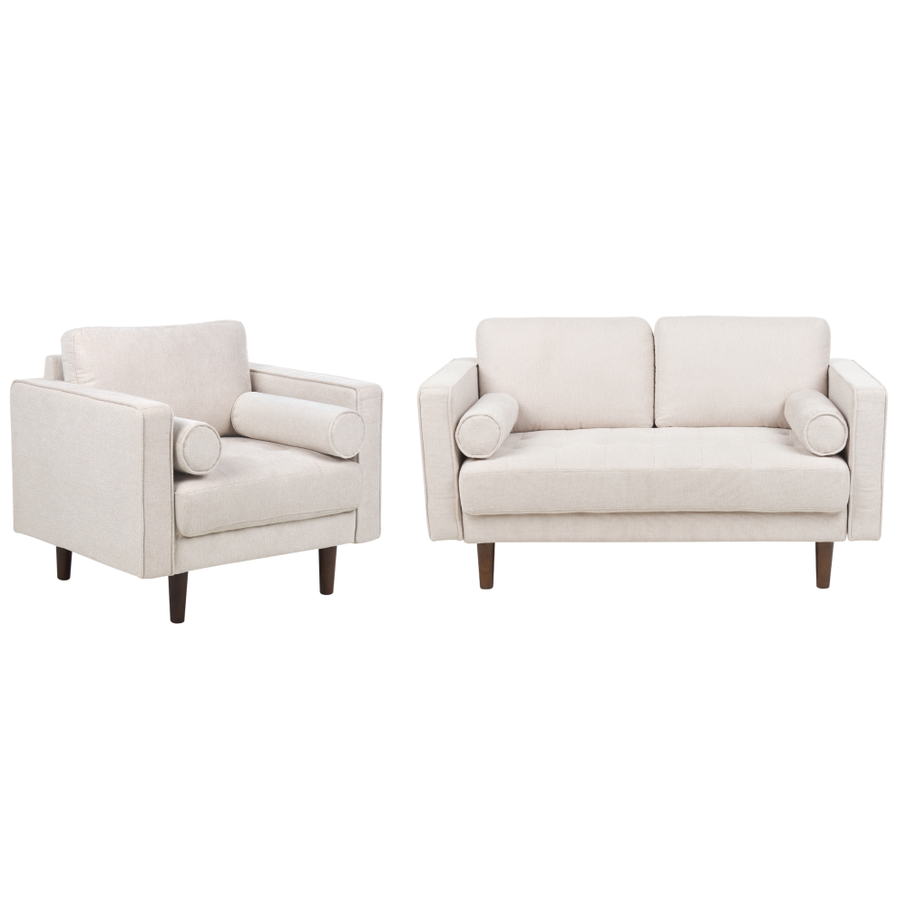 Living Room Set 3 Seater NURMO Fabric Light Beige
