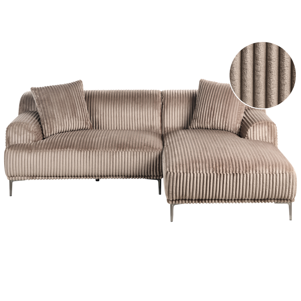 Corner Sofa STENUM Corduroy Light Brown Left Hand