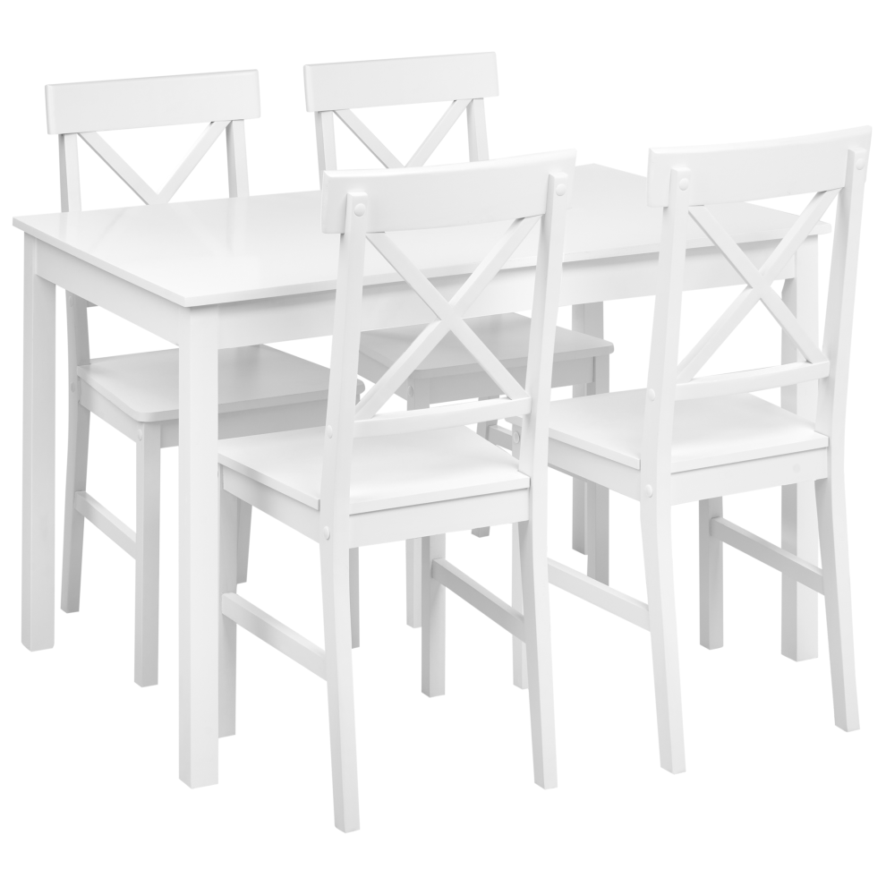 Dining Set BARLEE Poplar Wood White 4 Seater
