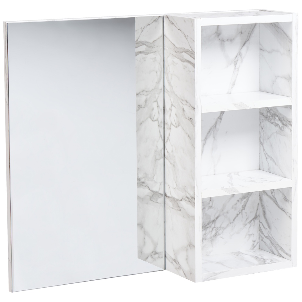 Bathroom Wall Mounted Mirror Cabinet JOINVILLE 60 cm 54 cm White Marble