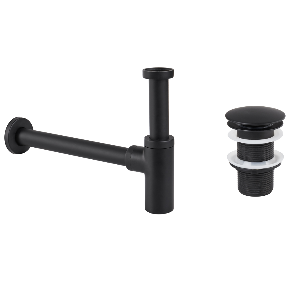 Basin Bottle Trap with Click Clack Waste MAFREDI Brass Black