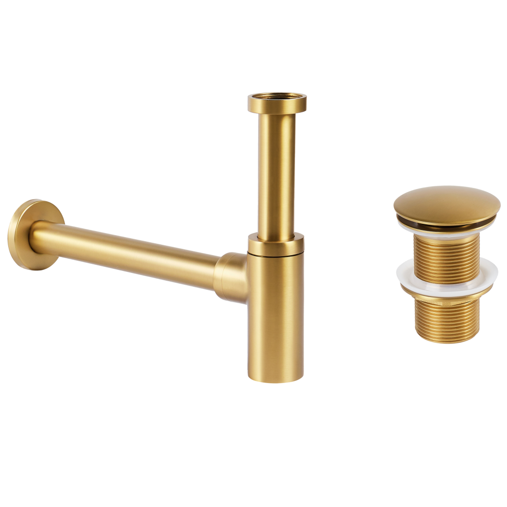 Basin Bottle Trap with Click Clack Waste MAFREDI Brass Gold