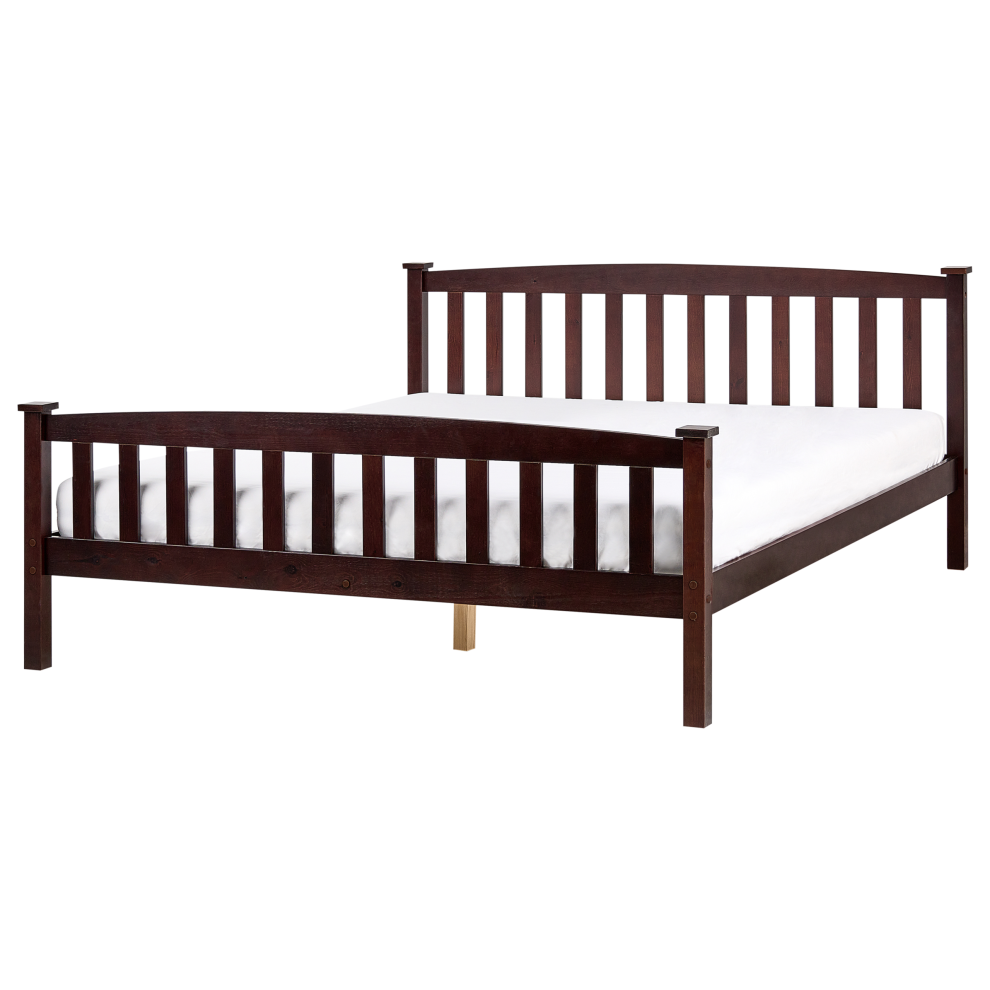 Bed Pine Wood GIVERNY 160 x 200 cm (EU King Size) Dark Brown