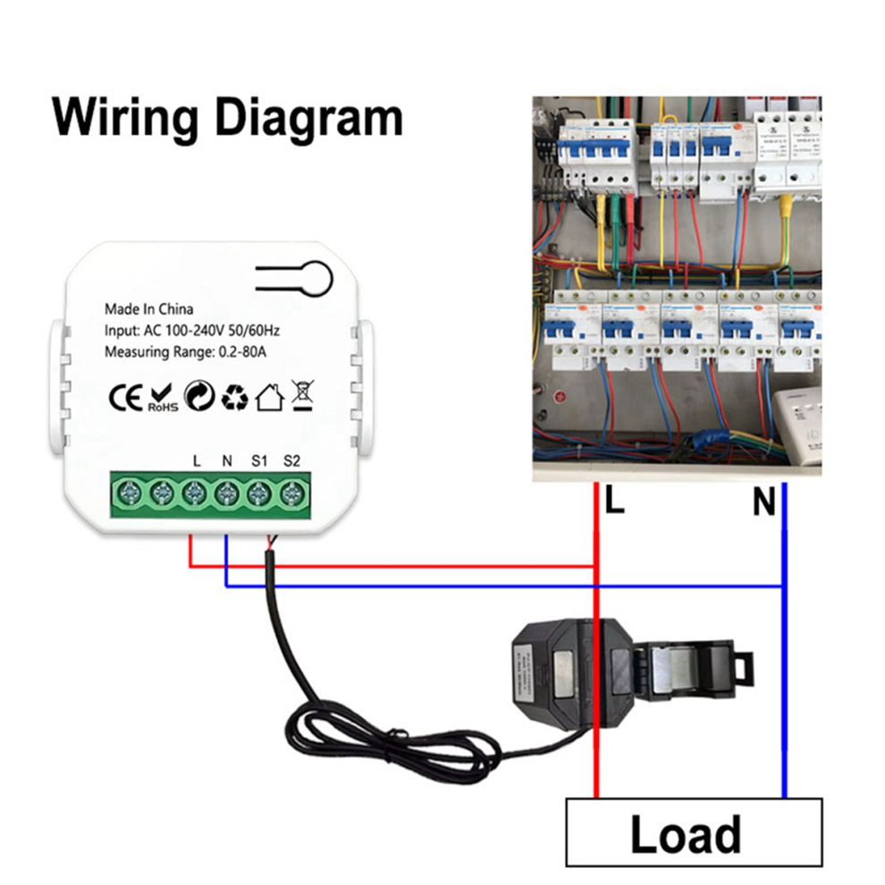 Tuya Smart Life Zigbee Meter 80A With Current Clamp Kwh Monitor 240V 4713147699452