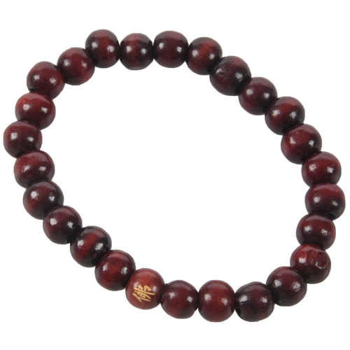 Buddhist Brown Wood Round Beads Elastic String Wrist Bracelet 2