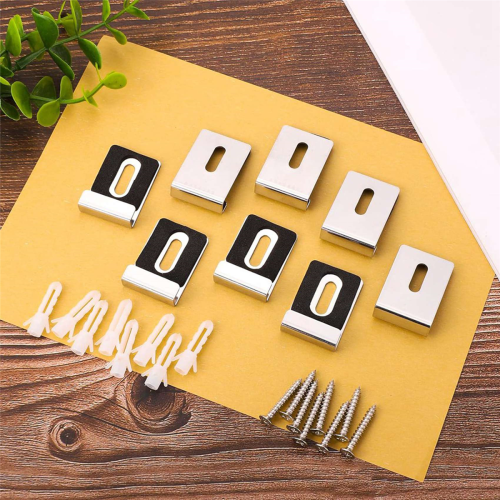 8pcs Metal Mirror Holder Kit, Mirror Clips with Screws silver 1