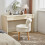 Living And Home Teddy Fleece Upholstered Vanity Stool 2