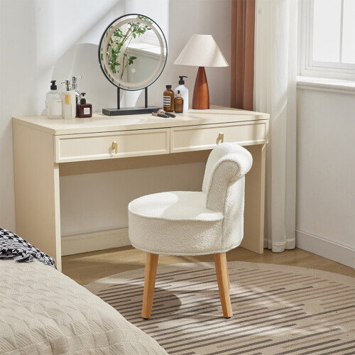 Living And Home Teddy Fleece Upholstered Vanity Stool 1