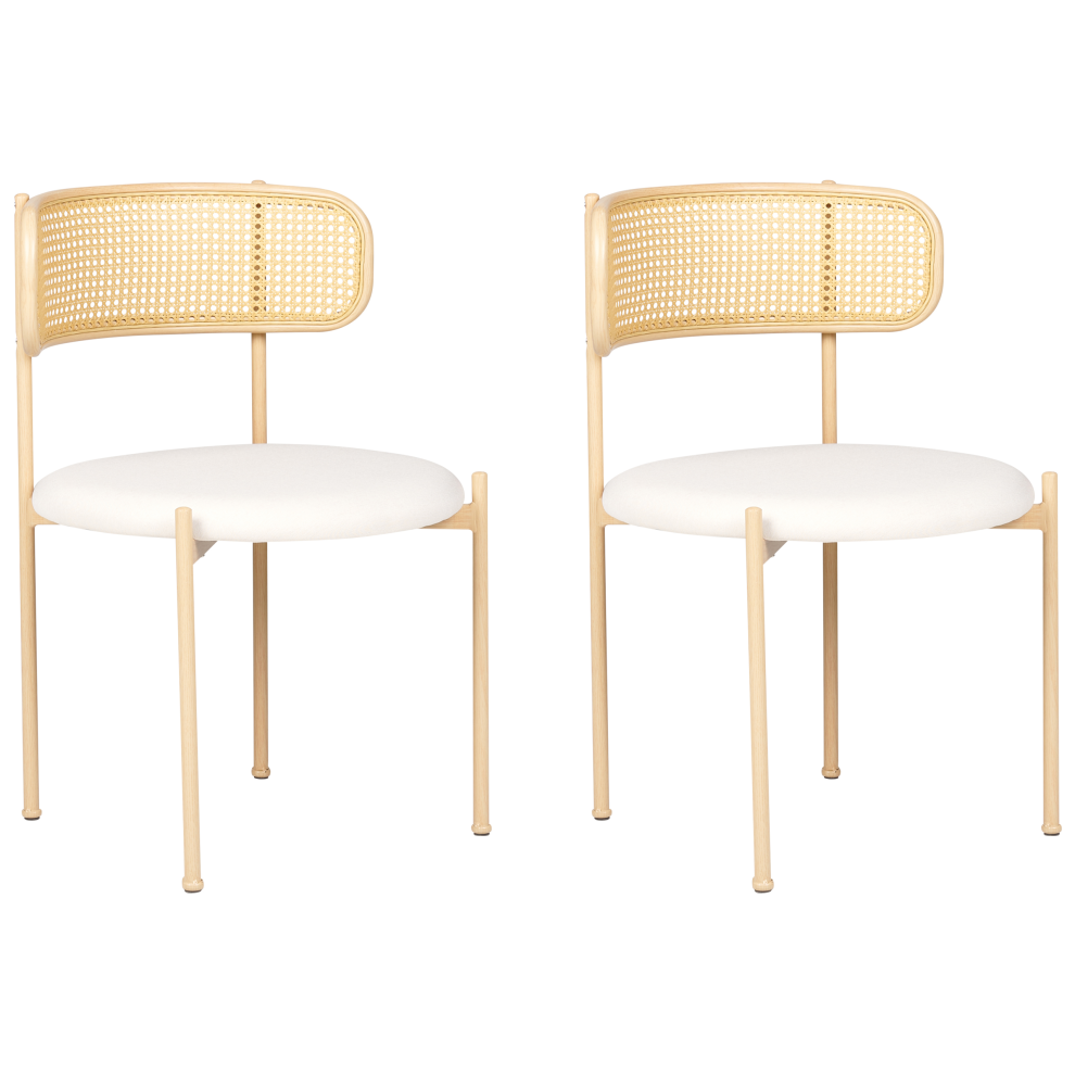 Set of 2 Dining Chairs ANDOVER Metal Light Beige