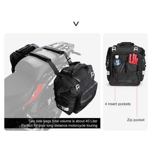 Borsa laterale universale Rhinowalk Motorcycle Bag 20L, nera 2